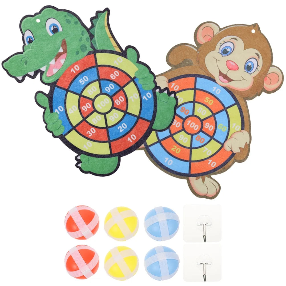 2 Sets Kids Dart Board Game Sticky Balls Cartoon D64670