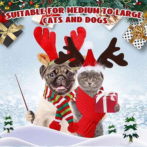 4 Pcs Dog Christmas Antlers Headband Scarf Set Q6982