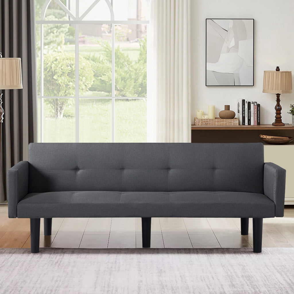 Blue Faux Suede Futon Sofa Bed K93258