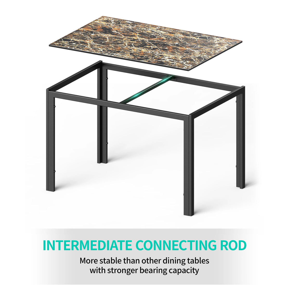 5-Piece Rectangular Kitchen Dining Table Set for 4 Black J72328