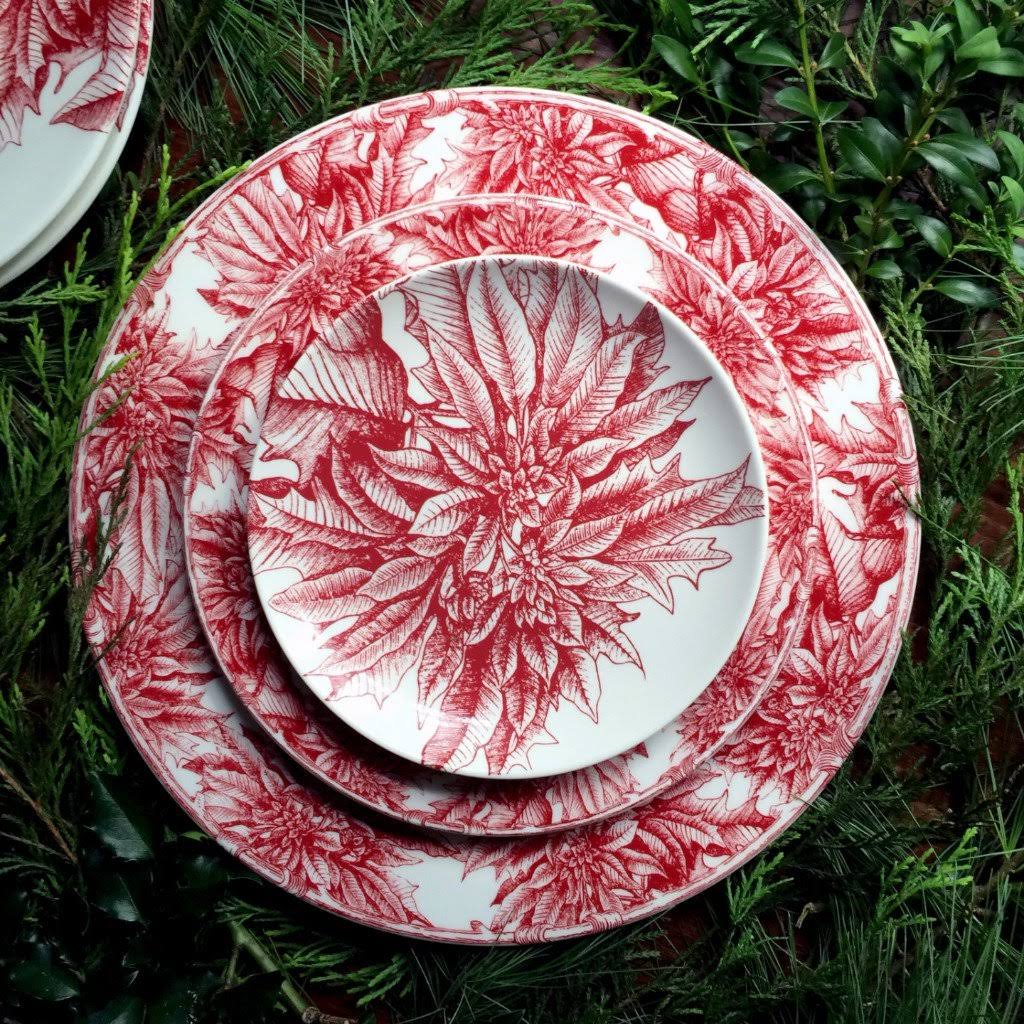 Poinsettia Canapé Plates Set of 4 U508