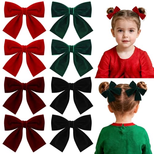 8 Pcs Velvet Hair Bows with Alligator Clips M40386