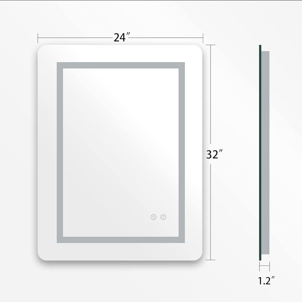 LED Mirror, 24x32 Inch Lighted Bathroom Mirror with Lights, Anti Fog, Dimmable, 3 Lighting Temperature Setting A875