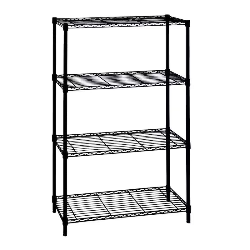 4-Tier Black Steel Wire Shelving Unit C3227