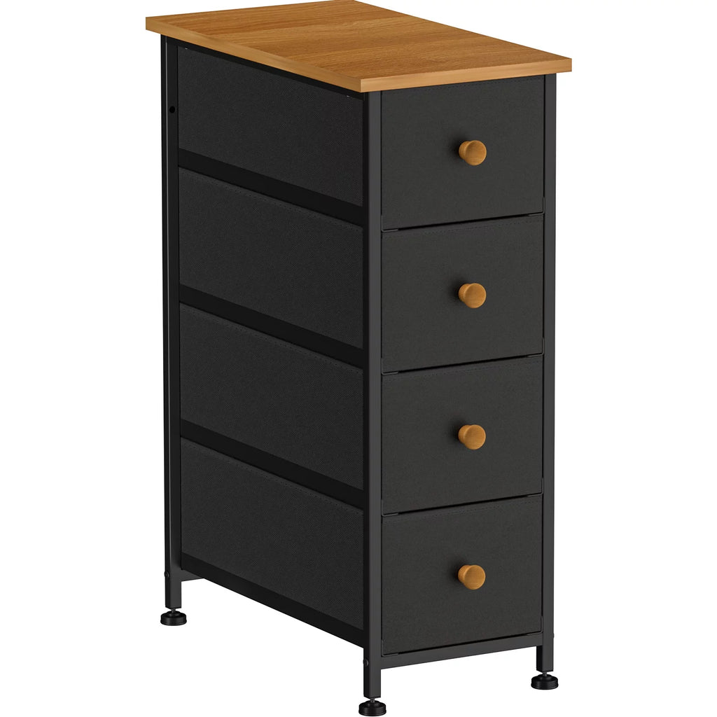 Black 4 Drawer Narrow Dresser Storage Tower S2352