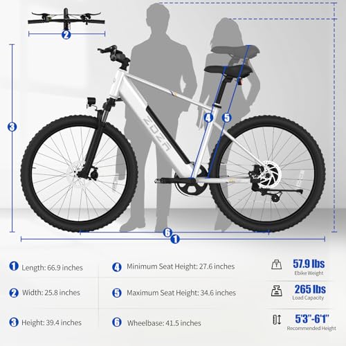 26" Electric Mountain Bike, 1000W Peak Motor, 375Wh Removable Battery, 7 Speed A222632