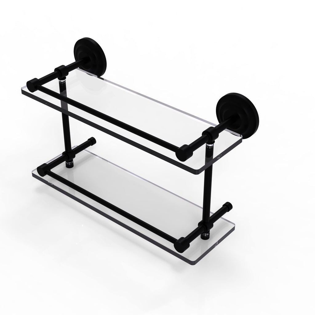 Matte White Double Glass Shelf with Gallery Rail R2148
