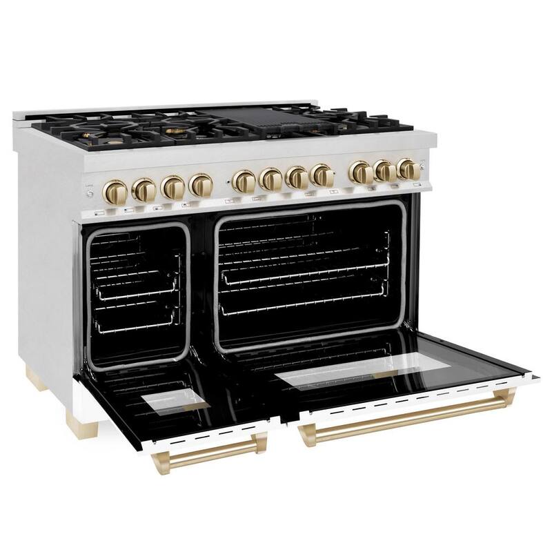 48 in. 7 Burner Dual Fuel Range in Stainless, White Matte and Polished Gold I822656
