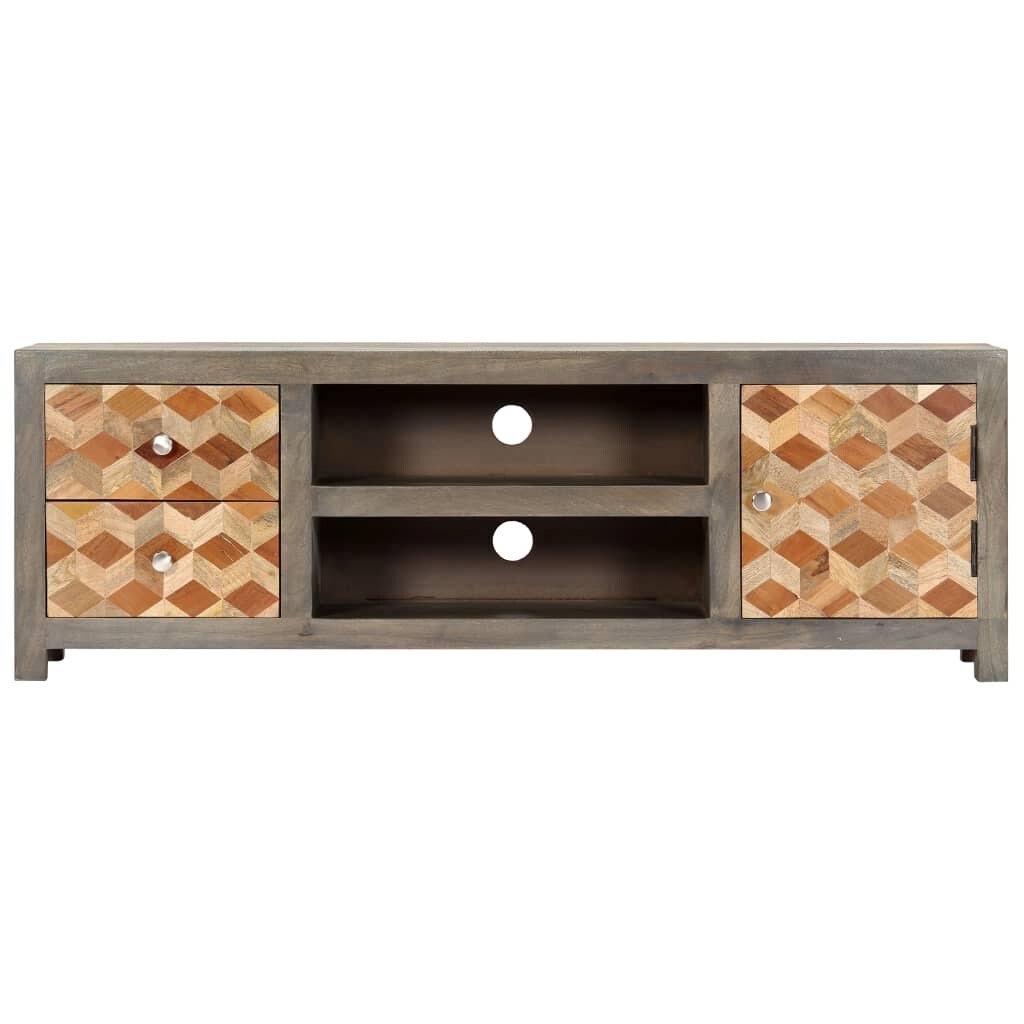 Gray Solid Mango Wood TV Cabinet Q91209