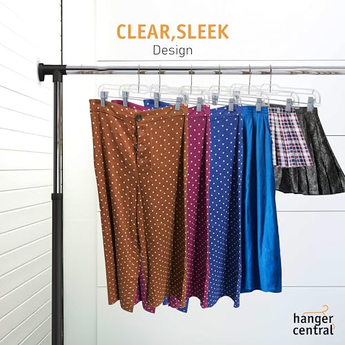 12 Pack 14" Clear Skirt Hangers with Adjustable Clips C171