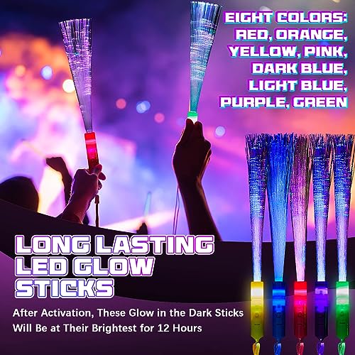 10 Pieces Fiber Optic Wand Light up Glow Stick LED Colorful Flashing Wands I611