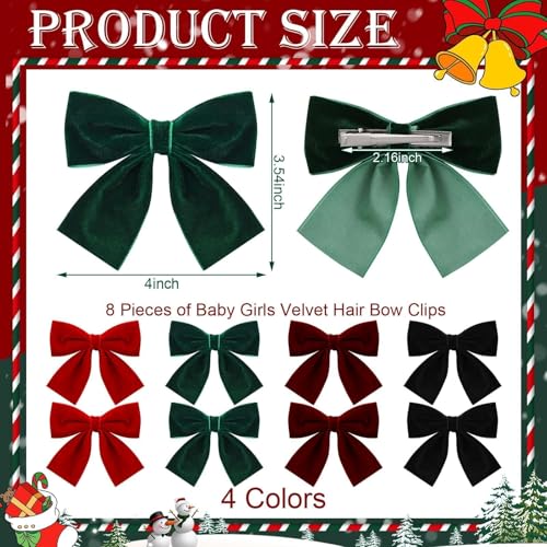 8 Pcs Velvet Hair Bows with Alligator Clips M40386