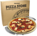14" Round Cordierite Pizza Stone with Metal Support Stand Pack of 2 K2109