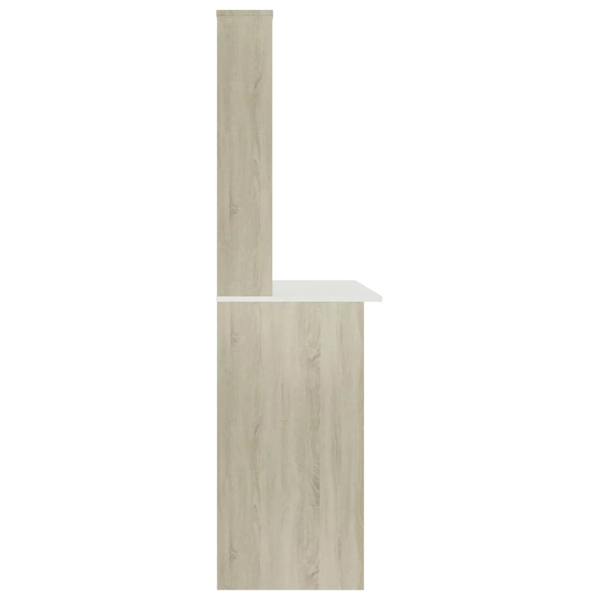 White and Sonoma Oak Engineered Wood Desk with Shelves K53573