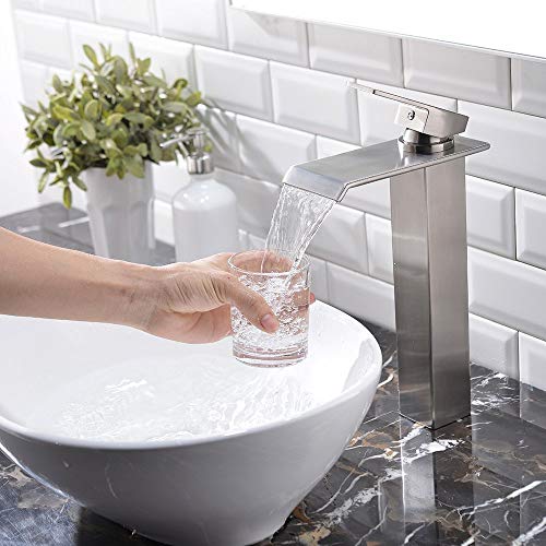 Black Single Handle Stainless Steel Waterfall Vessel Sink Faucet U269