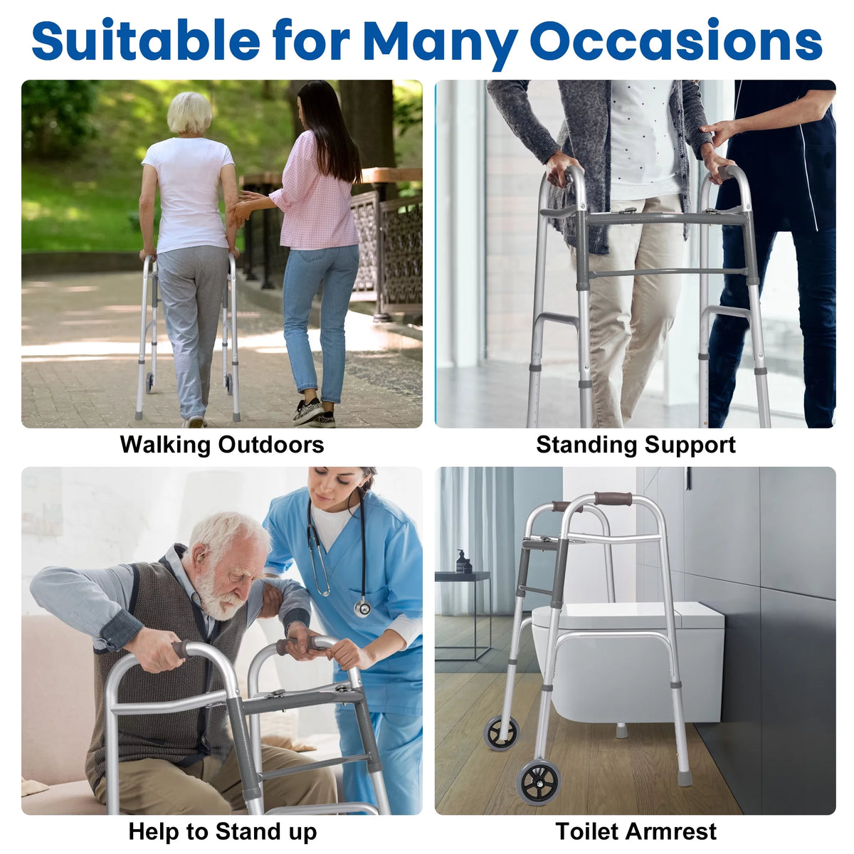 Foldable Adjustable Lightweight Mobility Walker with 5" Wheels W68378