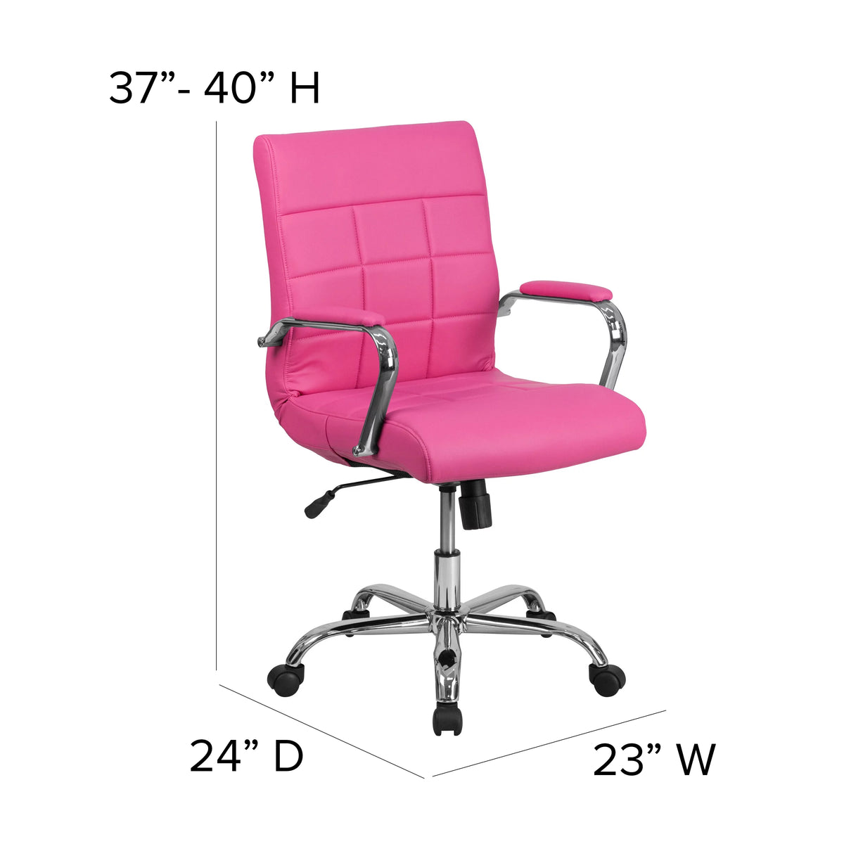 Pink Vinyl Swivel Office Chair with Chrome Base M2939