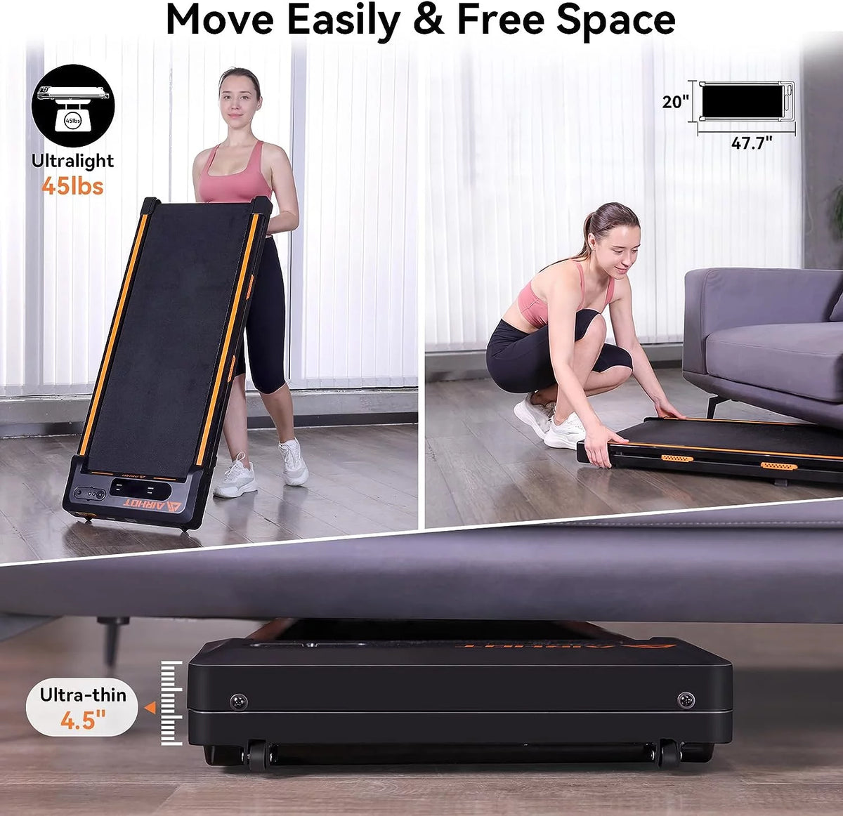 Under Desk Treadmill 2 in 1 Black O223476