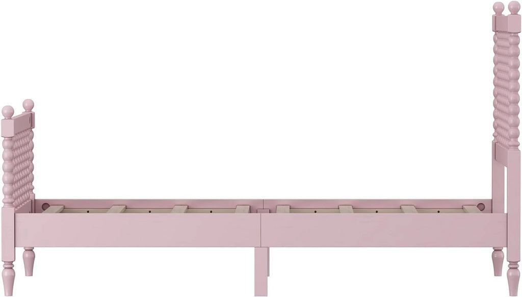 3 Pcs Bedroom Set with 2 Nightstands, Solid Wood Platform Bed B8004