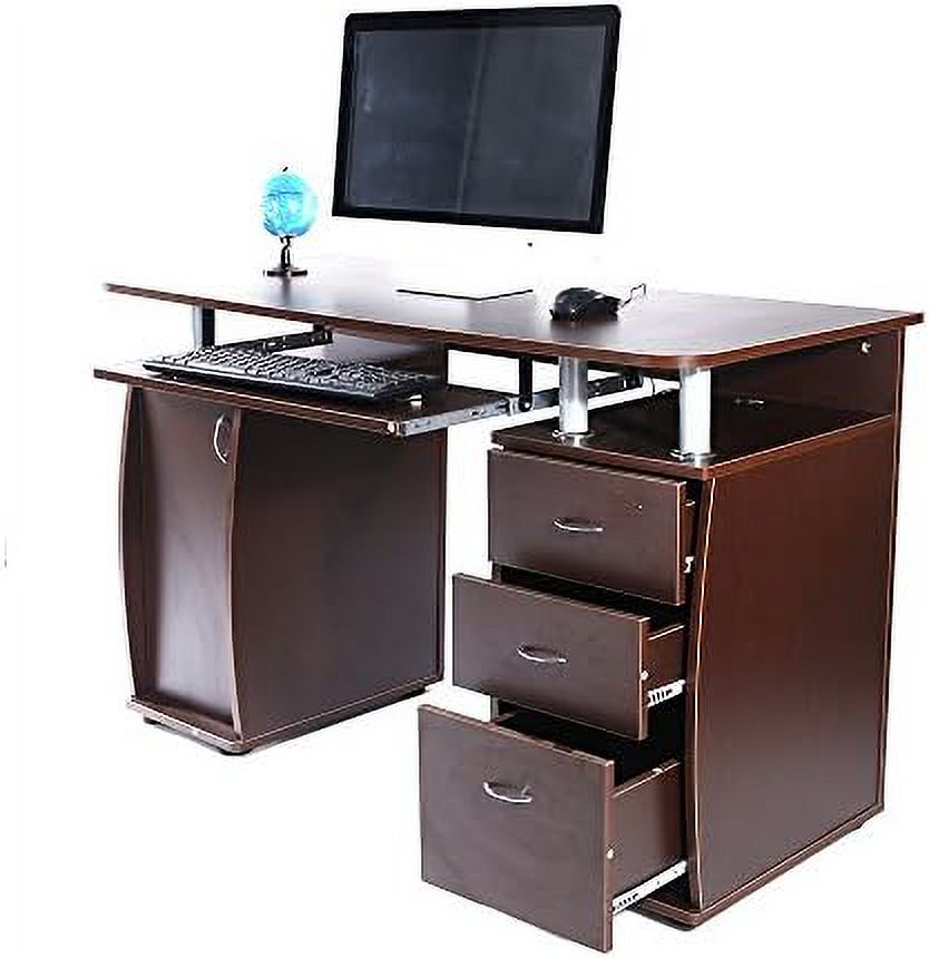 Wood Home Office Computer Desk with Sliding Keyboard Tray, 3 Drawers U8586