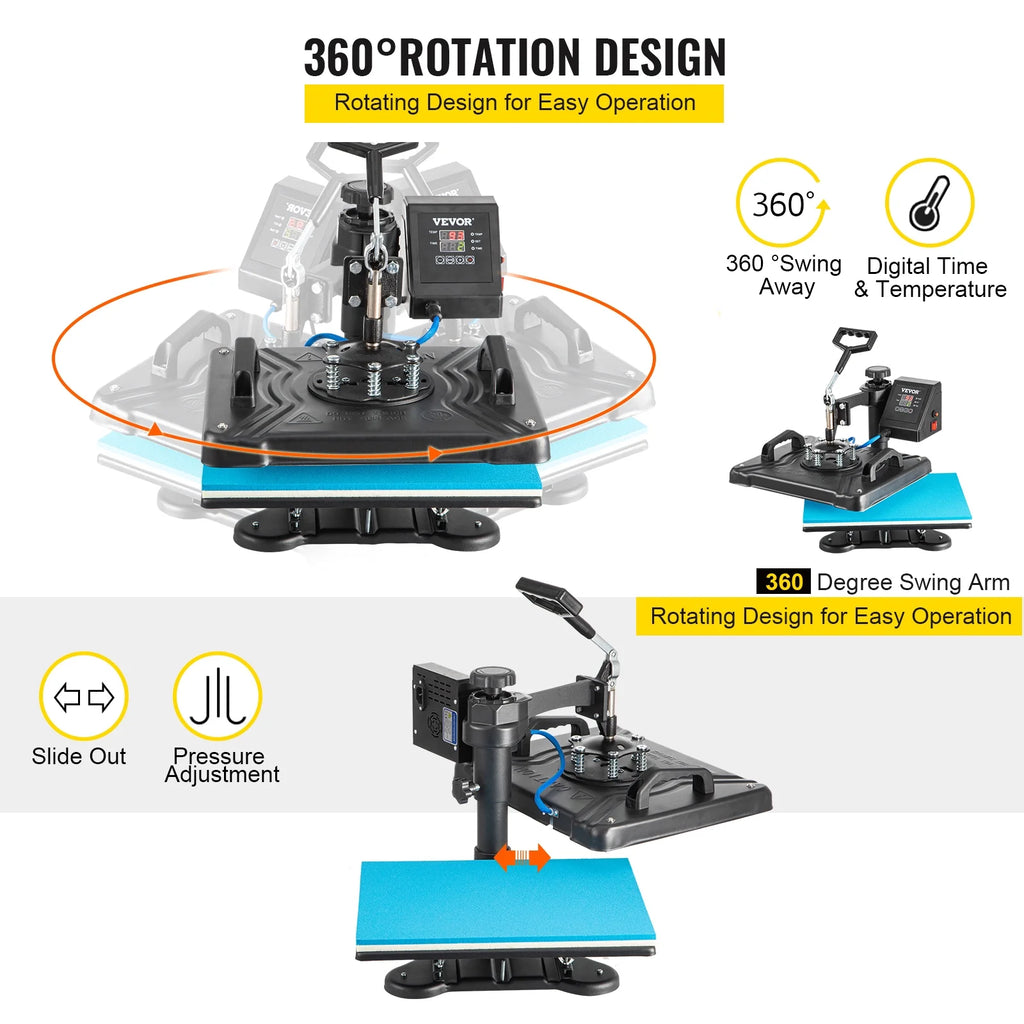 5 in 1 Heat Press Machine Digital Multifunctional Sublimation Q639