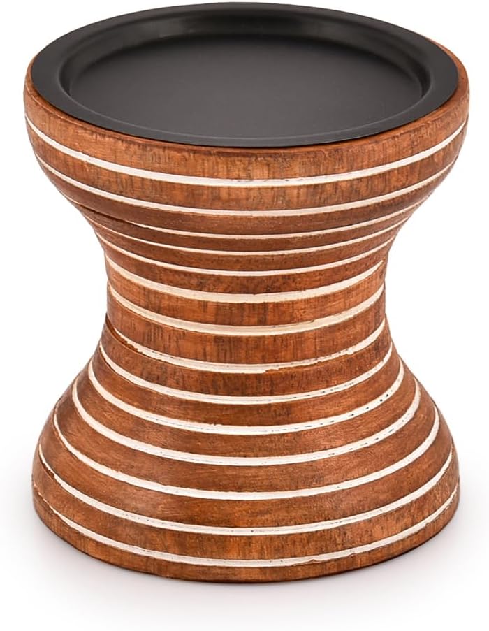Mango Wood Candle Holder 4" X 4" X 4" N52160