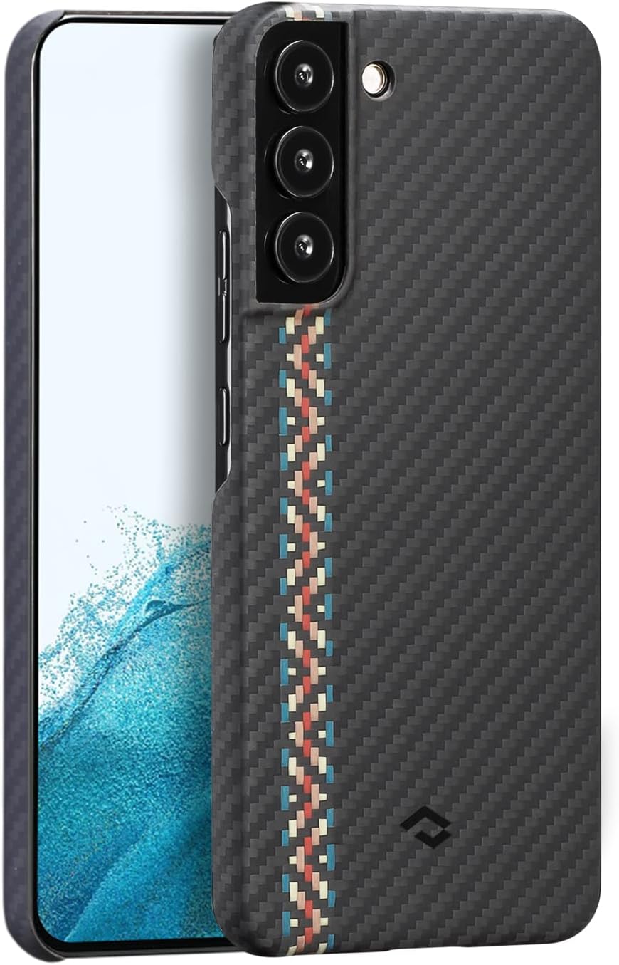 Black/Grey Twill Aramid Fiber Slim Fit Phone Case Pack of 2 B796