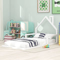White Twin Size Wood Floor Bed with House-shaped Headboard G181