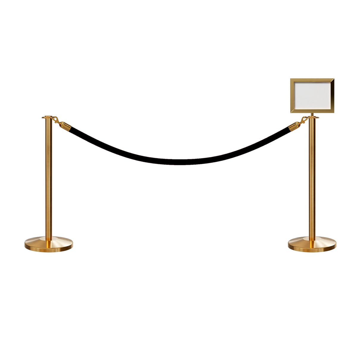 Post and Rope Stanchion Kit with 6 ft. Velvet Foam Core Rope and Sign Frame I3831