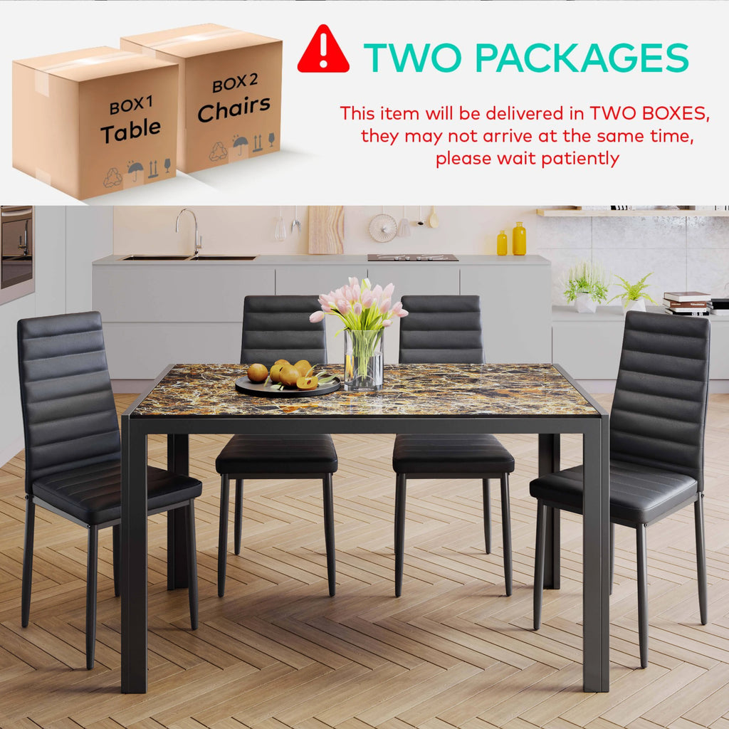 5-Piece Rectangular Kitchen Dining Table Set for 4 Black J72328