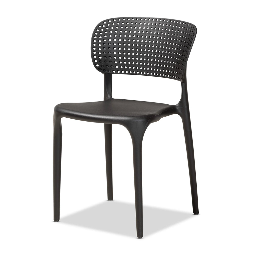 Black Finished Polypropylene Plastic 4-Piece Stackable Dining Chair Set K9695