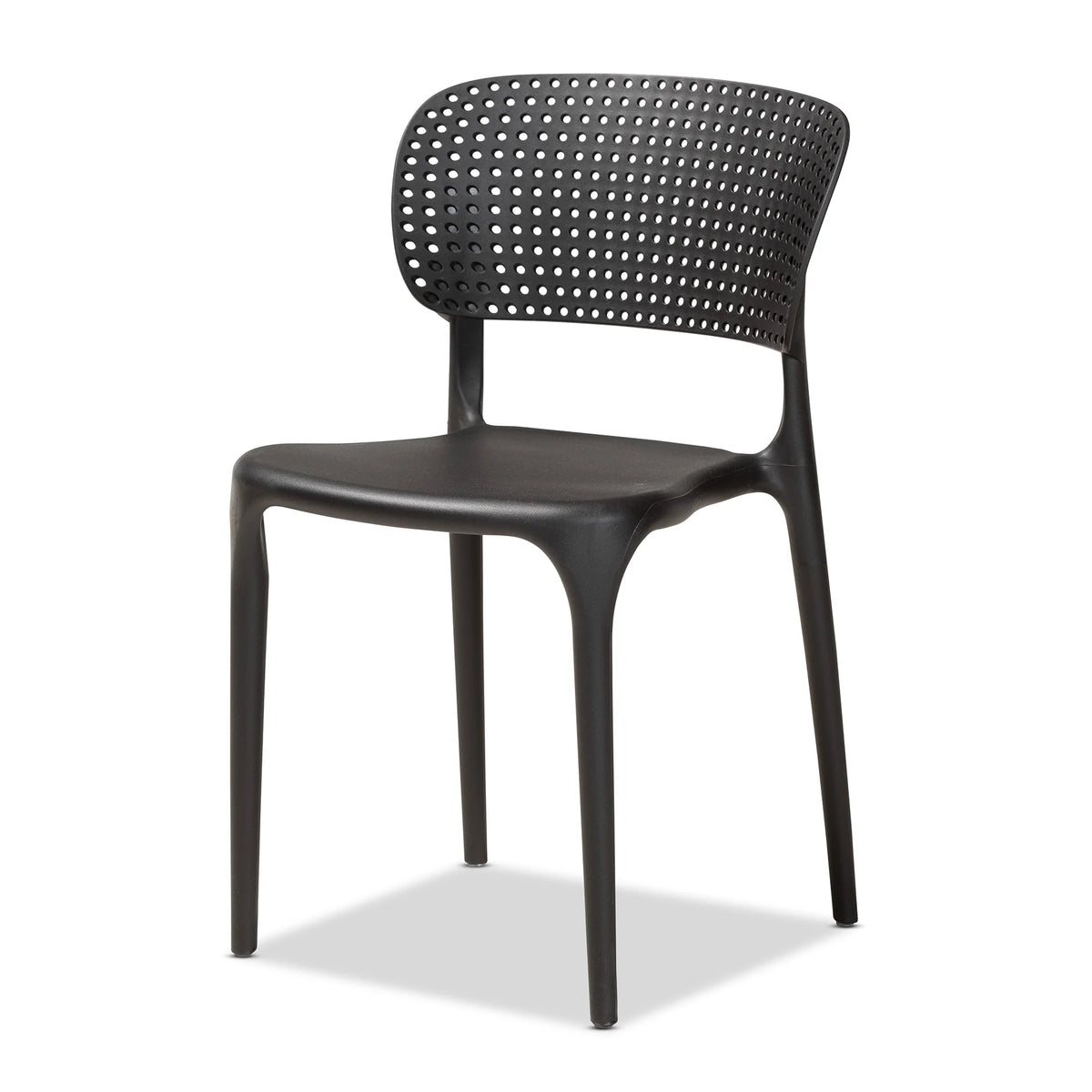 Black Finished Polypropylene Plastic 4-Piece Stackable Dining Chair Set K9695