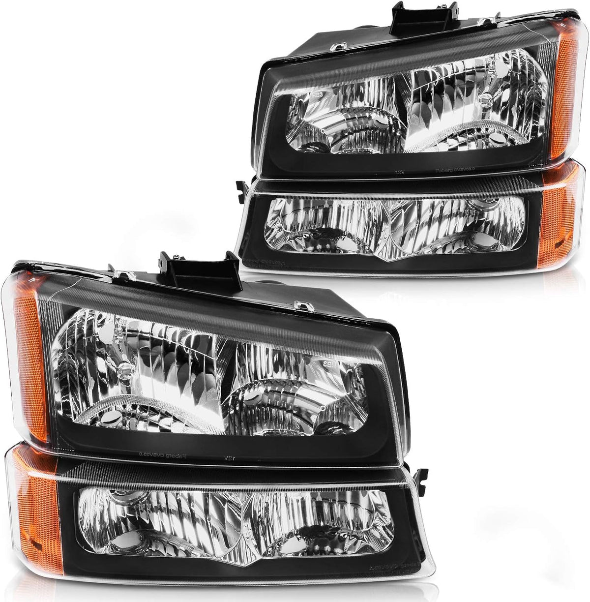 Black Housing Amber Reflector Headlights Assembly O8611