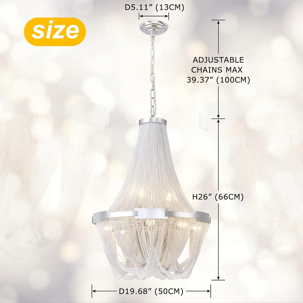 Silver 8-Light Aluminum Chandelier Y44634
