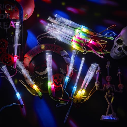 10 Pieces Fiber Optic Wand Light up Glow Stick LED Colorful Flashing Wands I611