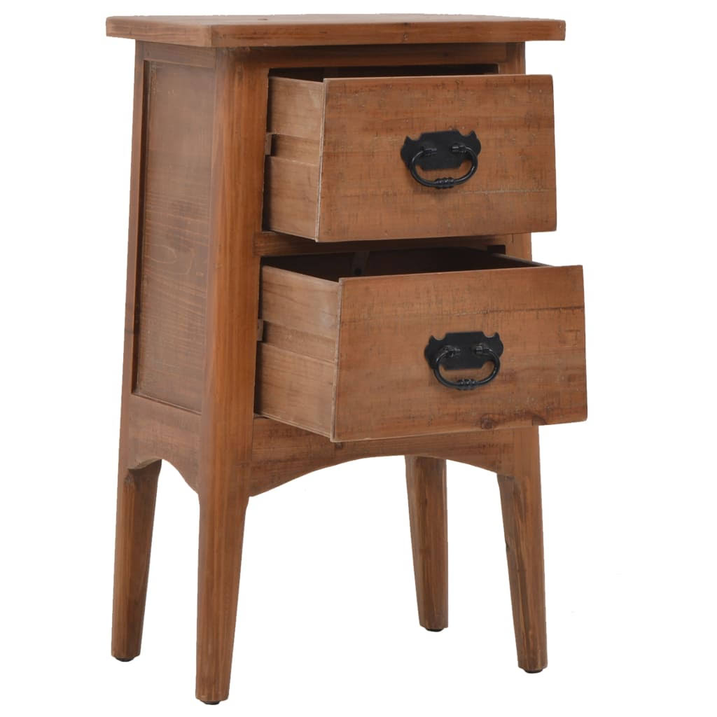 Solid Fir Wood Bedside Cabinet Brown Y442080