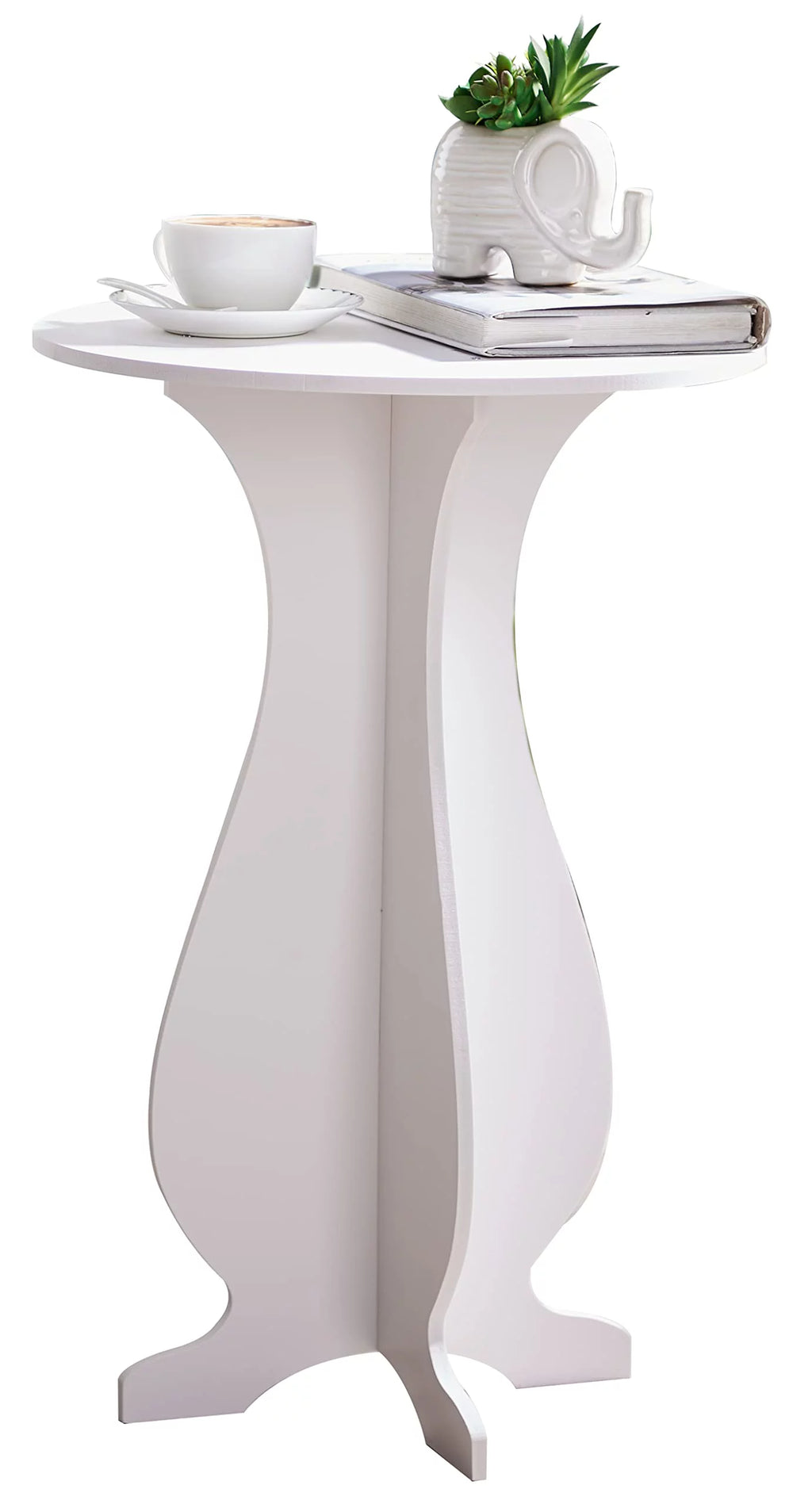 White Round Side Table Plant Stand B888