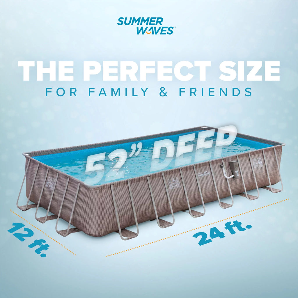 24 x 12 x 4.5' Rectangle Above Ground Frame Swimming Pool Set I294847