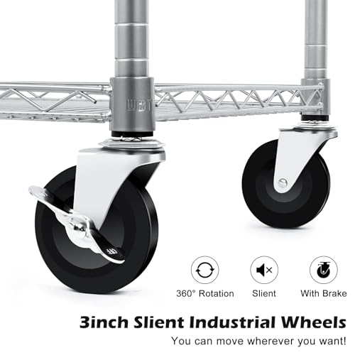 3 Tier Wire Rolling Utility Cart with Wheels and Handle Bar D93878