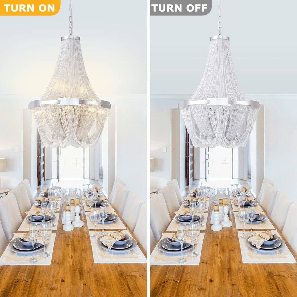Silver 8-Light Aluminum Chandelier Y44634