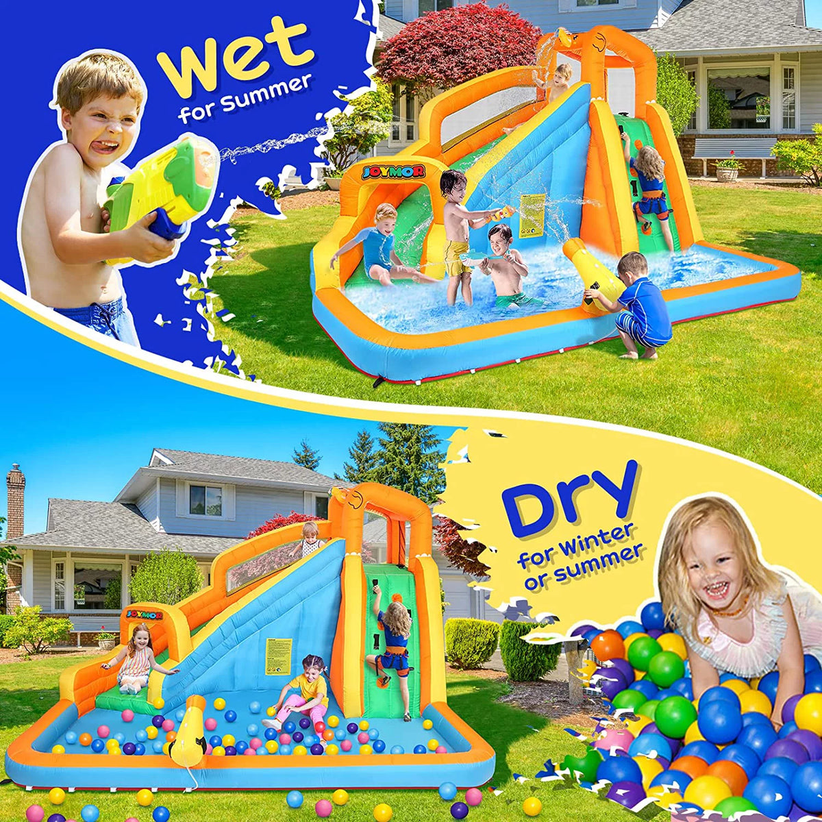 Inflatable Water Slide Bounce House with Splash Pool S99054