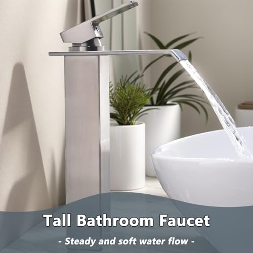 Black Single Handle Stainless Steel Waterfall Vessel Sink Faucet U269