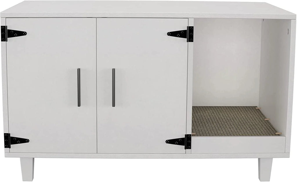 Cat Litter Box Enclosure Table Nightstand with Scratch Pad D792471