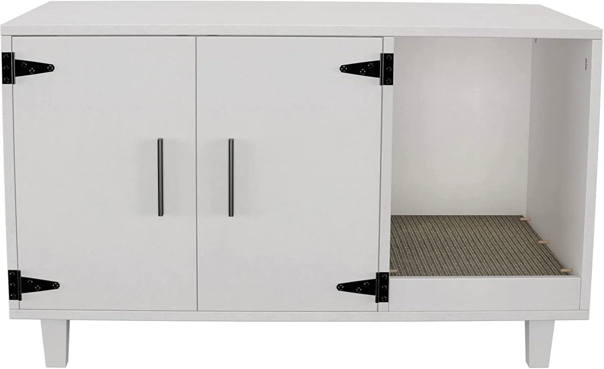 Cat Litter Box Enclosure Table Nightstand with Scratch Pad D792471