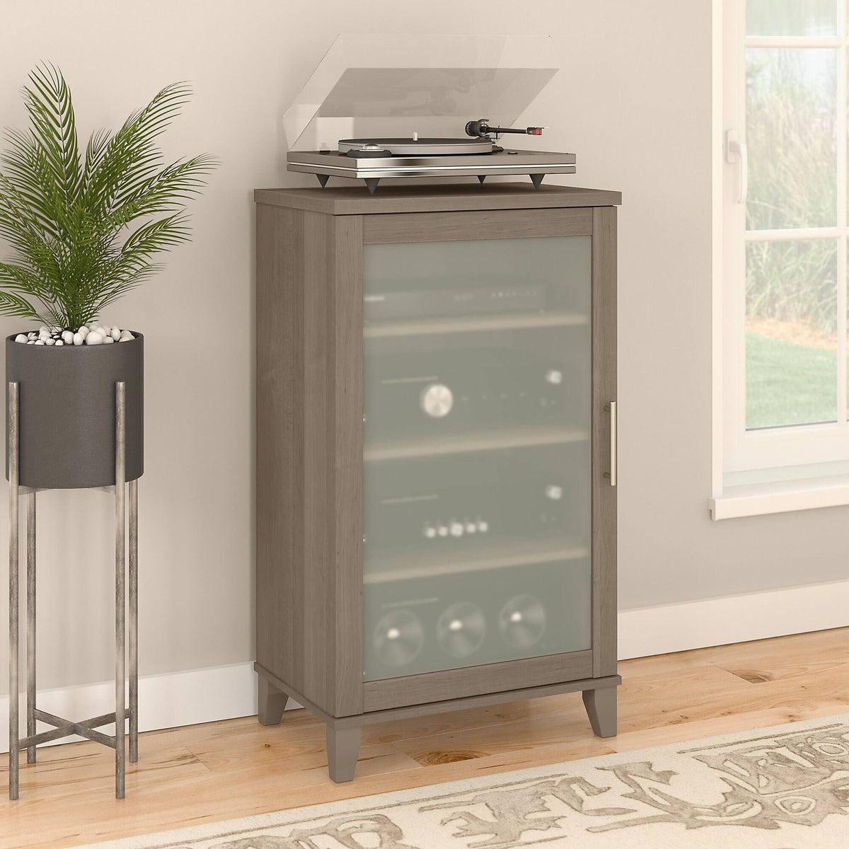 Ash Gray Media Storage Cabinet D68225