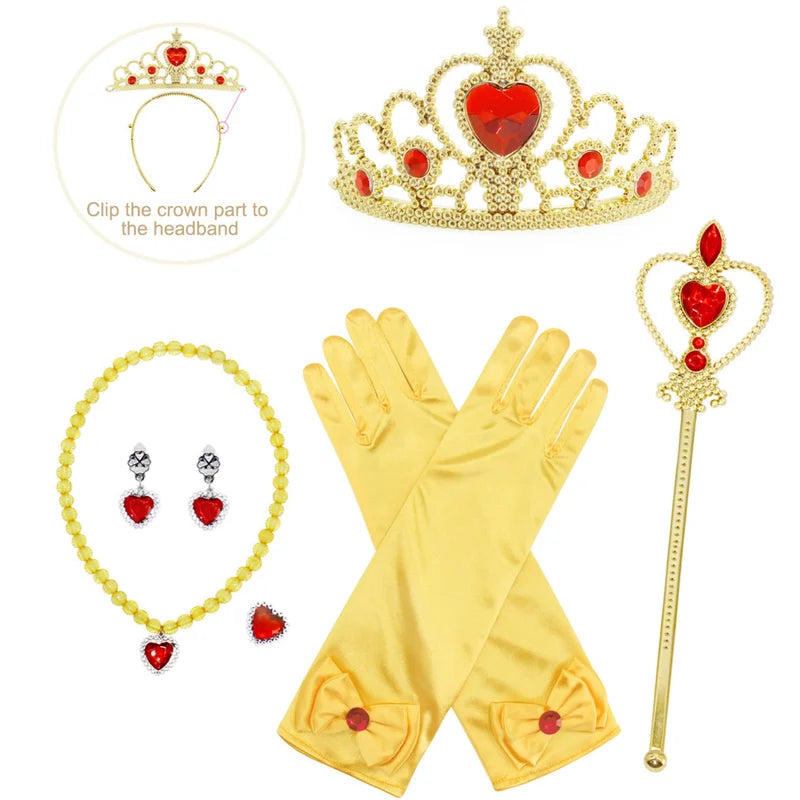 Princess Costume for Girls off Shoulder Dress with Accessories Yellow 2-3 Years S16264