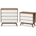 White and Walnut 3 Drawer and 4 Drawer Chest Set K249