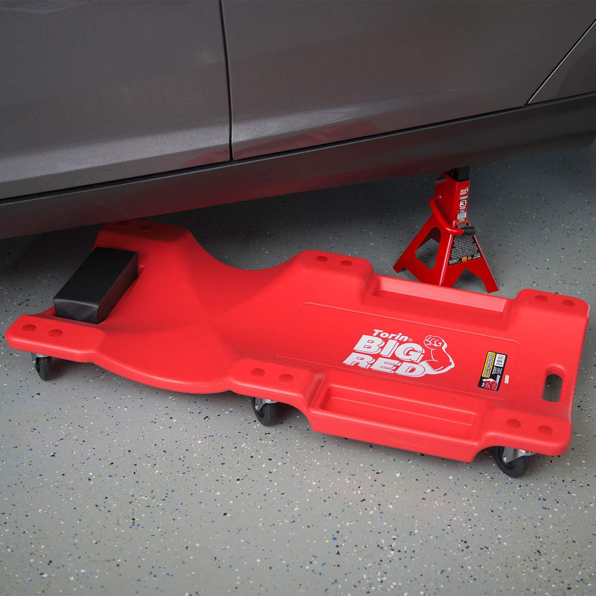 Rolling Garage Creeper with Padded Headrest and 6 Casters Q414924