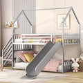 Twin Over Twin Metal Bunk Bed with Slide and Storage Staircase Y963