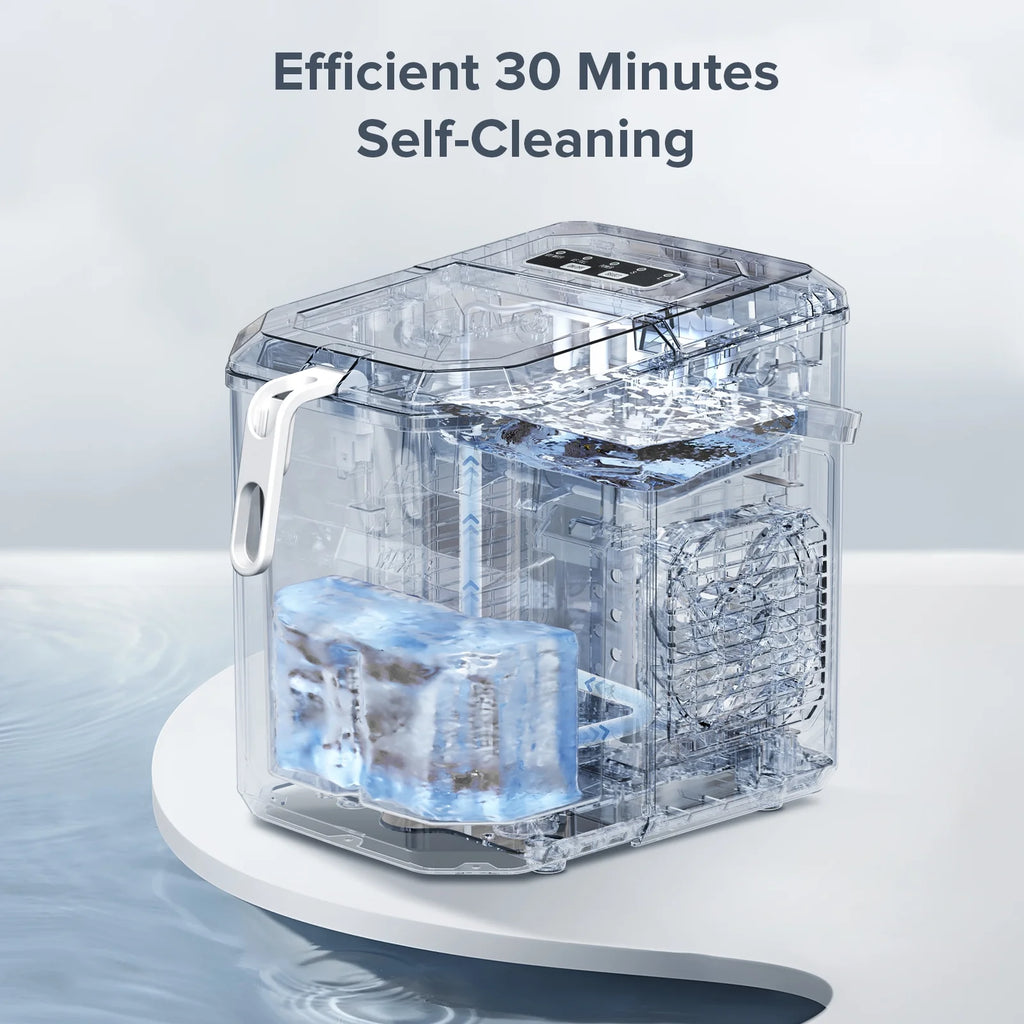 Countertop Portable Ice Maker Machine with Ice Scoop and Handle, Red W1197